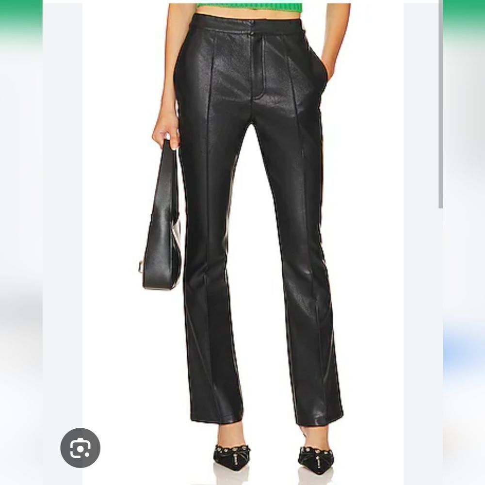 7 FAM Faux Leather Cropped Straight Leg Pants or Kick Crop in Black Size XS